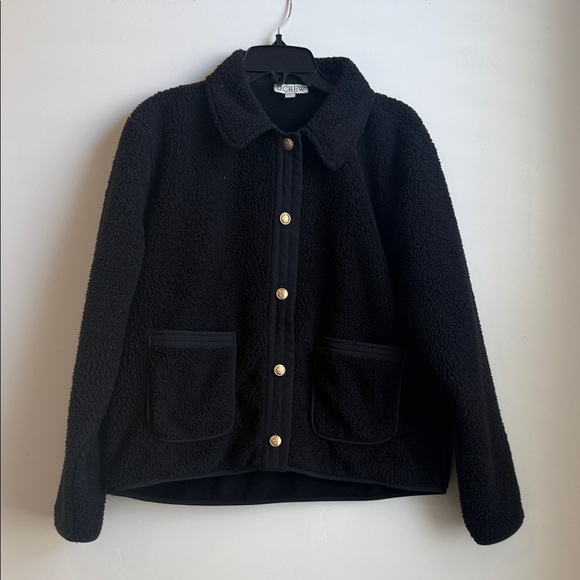 J. Crew Jackets & Blazers - J. Crew Black Teddy Sherpa Jacket with Gold Buttons